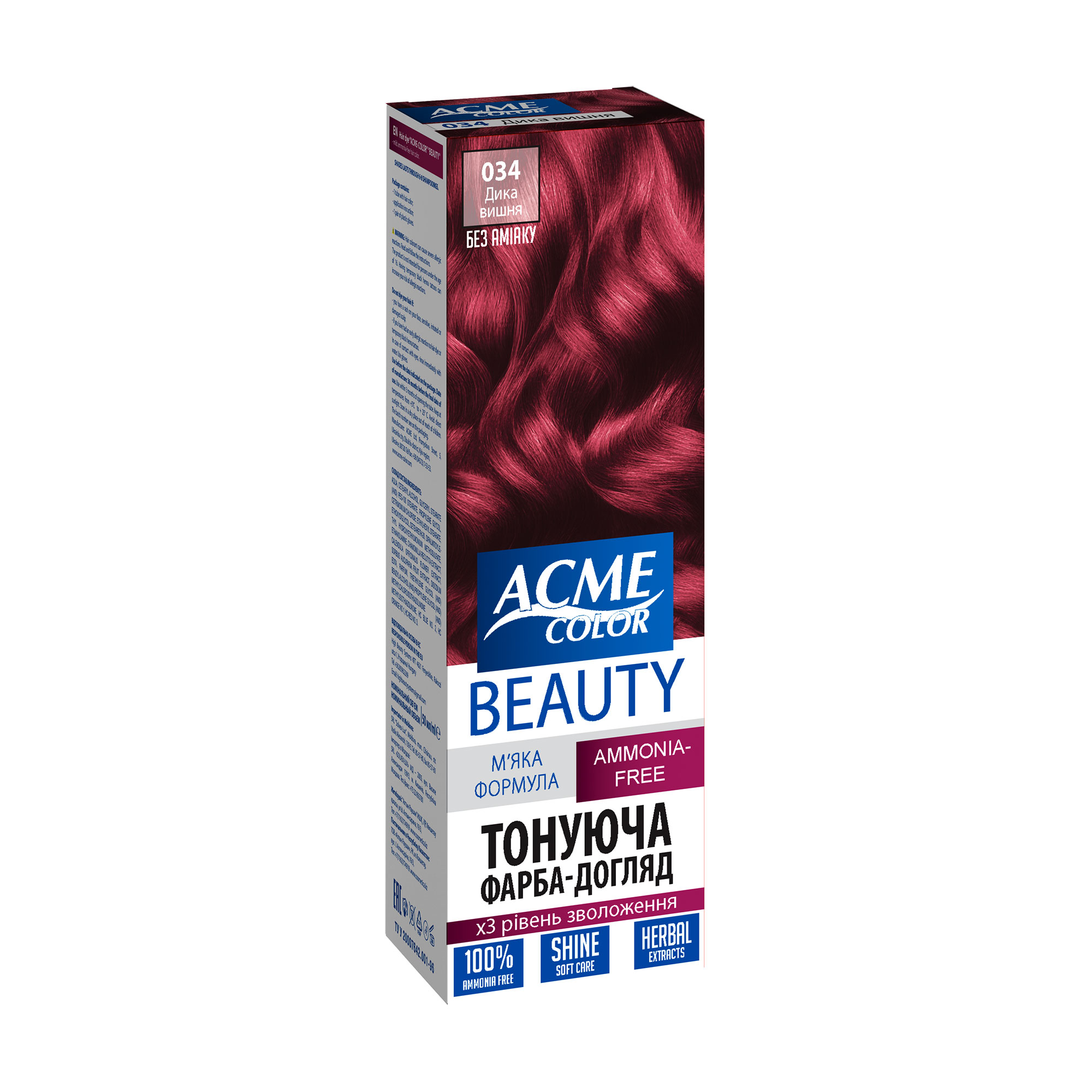 Уцінка! Безаміачна тонувальна фарба для волосся Acme Color Beauty 034 Дика вишня, 50 мл